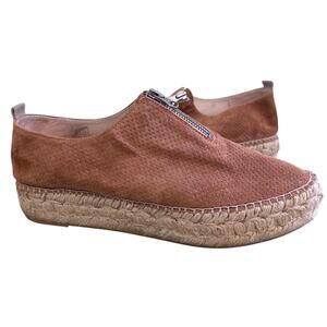 Eric Michael Serena Espadrille Tan Brown Flat Slip On Shoes Womens Size 8.5 9